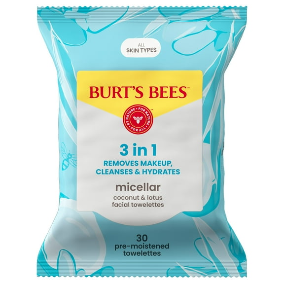 Burt's Bees Micellar Coconut and Lotus Facial Towelettes, 30 ct. Package