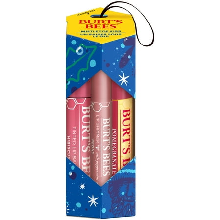 Burts Bees Mistletoe Kiss Pink Lip Balm Gift Set, 3-Pack