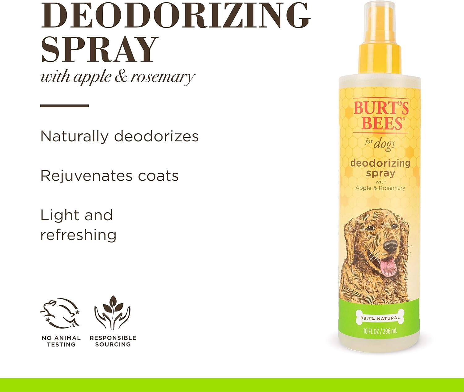 Burt's Bees Natural Dog Deodorizing Spray, Made with Apple & Rosemary, Sulfate & Paraben Free, 10 oz
