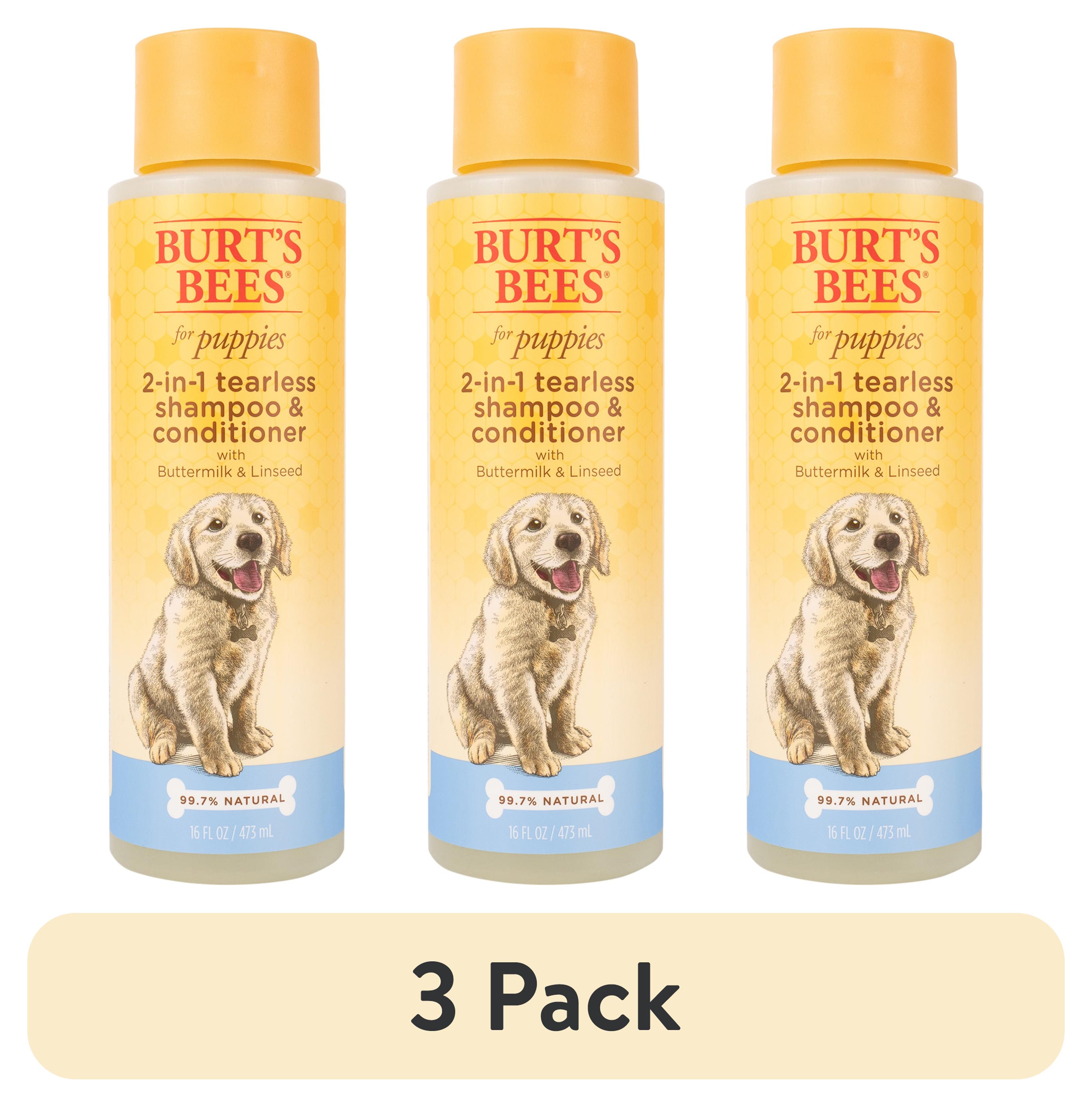 3 pack Burt s Bees Natural Pet Care Tearless 2 1 Dog Puppy Shampoo Conditioner Buttermilk and Linseed Oil Walmart