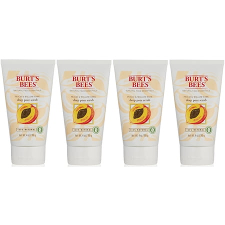 Burt's Bees Peach & Willowbark Deep Pore Scrub 4 oz (Pack of 4)