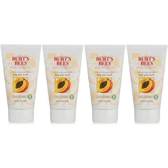 Burt's Bees Peach & Willowbark Deep Pore Scrub 4 oz (Pack of 4)