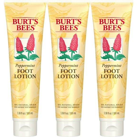 Burt's Bees Peppermint Oil Foot Lotion, 3.38 Oz - Pack of 3