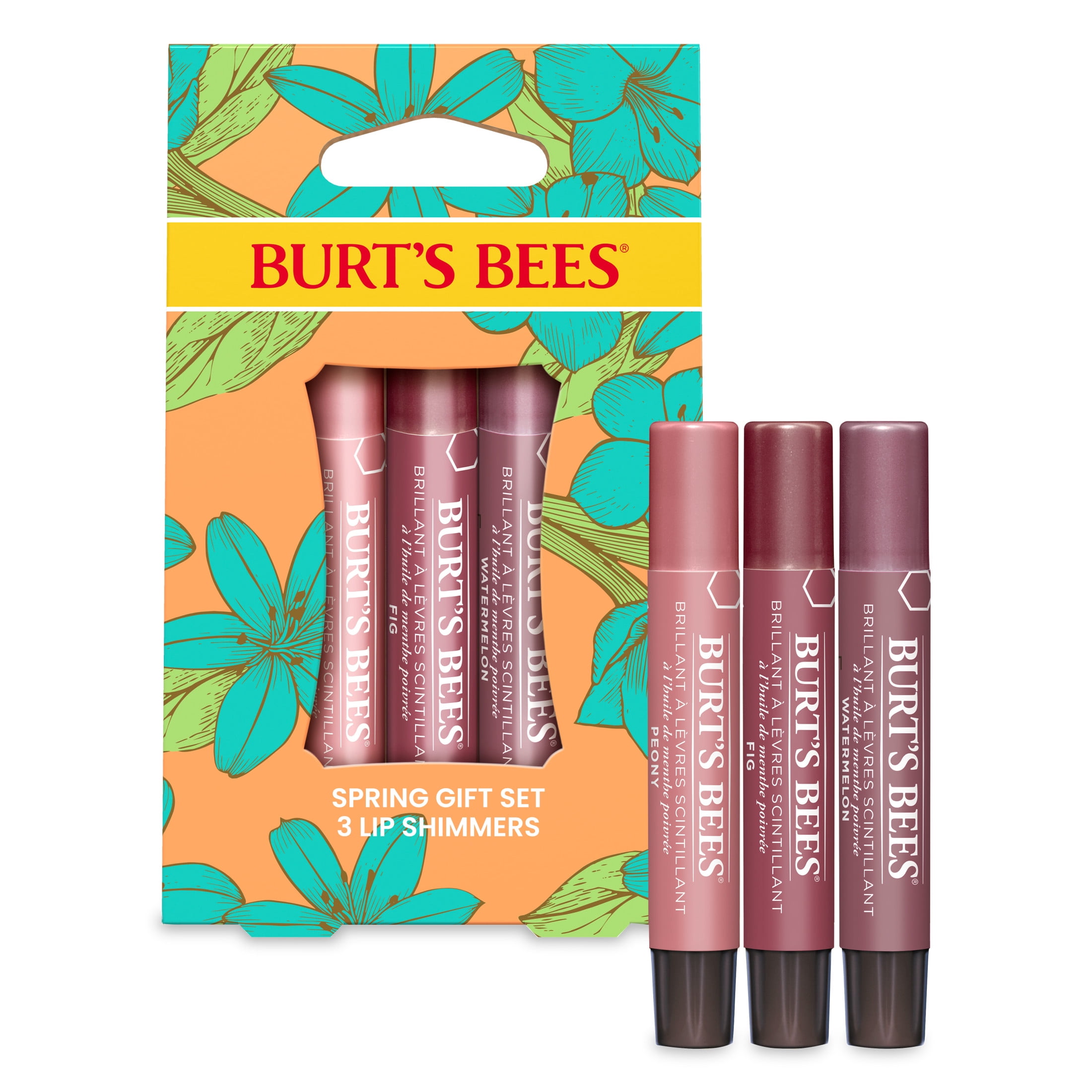 Burt's Bees Petal Kisses Lip Shimmer Gift Set, 3-Pack, 0.09 oz.