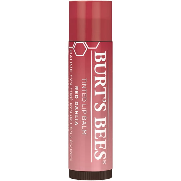 Burt's Bees Red Dahlia Tinted Lip Balm, Natural Origin Lip Care, 1 Tube, 0.15 oz.