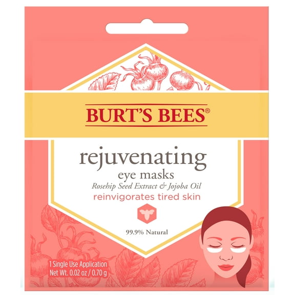 Burt's Bees Rejuvenating Eye Mask, Single Use Eye Mask, 1 Pair