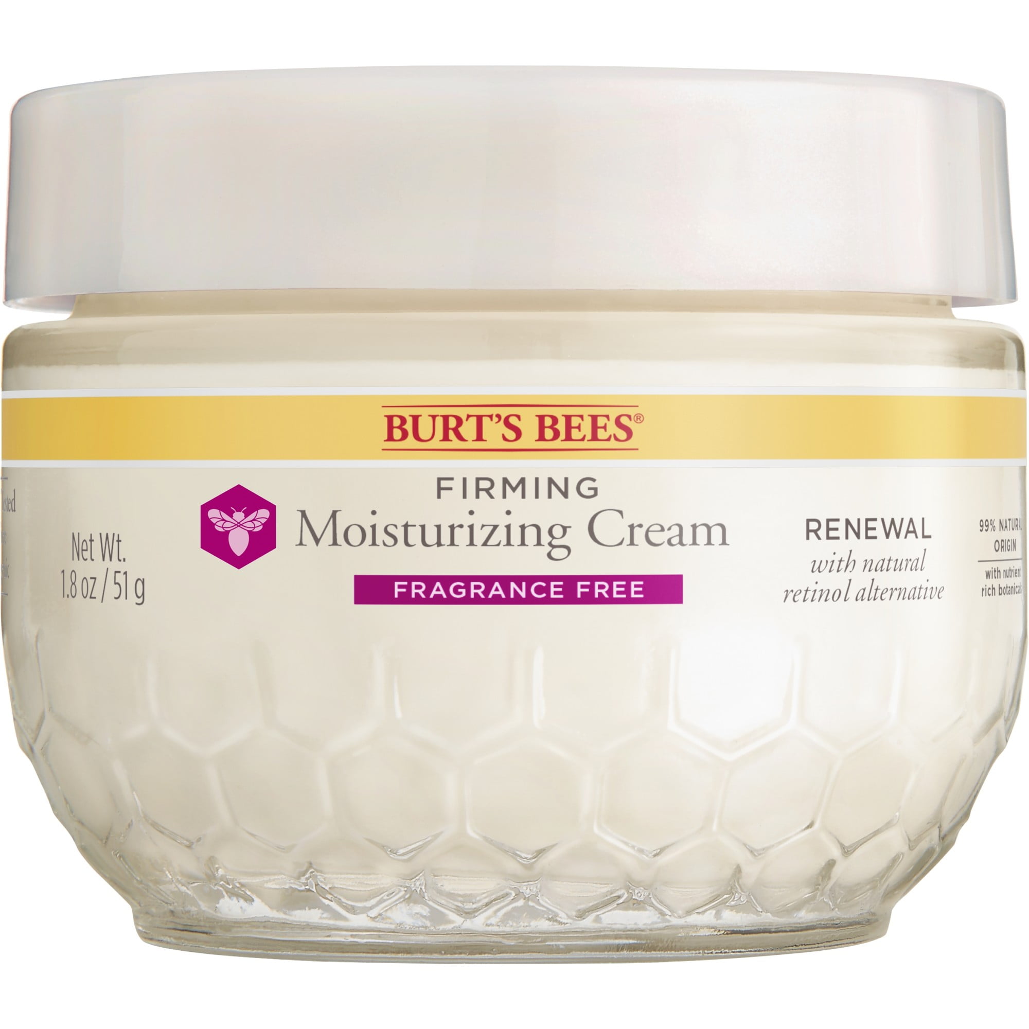 Burt's Bees Renewal Firming + Moisturizing Cream, Fragrance Free with Natural Retinol Alternative, 1.8 oz