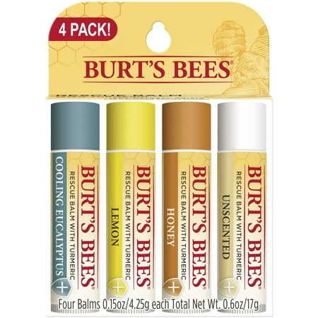 Burt's Bees Rescue Balm Lip Balm Pack, 4-Pack, 0.15 oz.