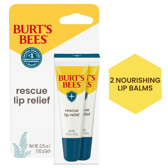 Burt's Bees Rescue Lip Relief with Shea Butter and Echinacea, 100% Natural Origin, 2 Pack