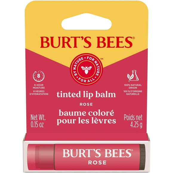 Burt's Bees Rose Tinted Lip Balm, 1-Pack, 0.15 oz.