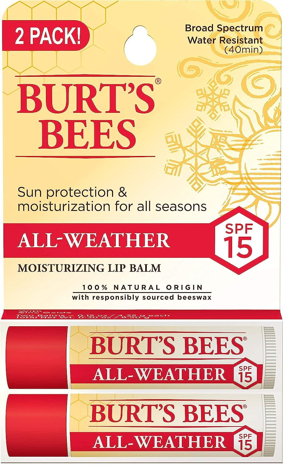 Burt's Bees SPF Lip Balm All Weather Moisturizing Lip Sunscreen with