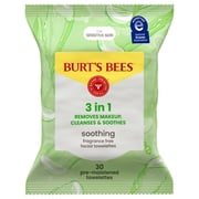 Burt's Bees Soothing Fragrance Free Make-up Wipes, 30 Count