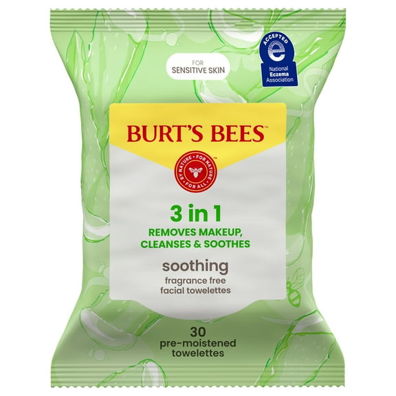 Burt's Bees Soothing Fragrance Free Facial Towelettes, 30 ct. Package