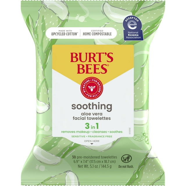 Burt's Bees Soothing Facial Towelettes with Aloe Vera for Sensitive