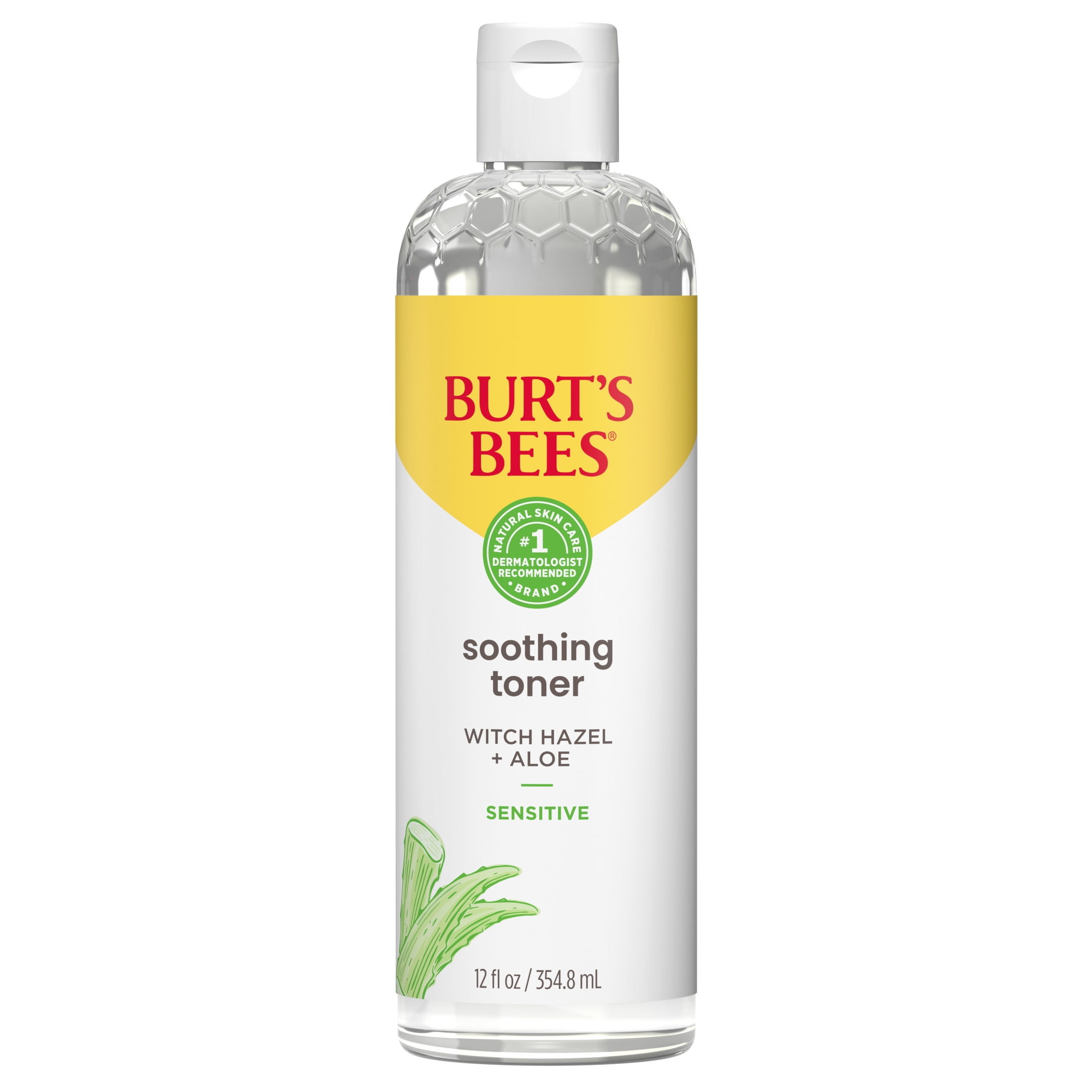 Burt's Bees Soothing Toner With Witch Hazel and Aloe, Facial Toner for Sensitive Skin, 98.8 Percent Natural Origin Skin Care, 12 fl. oz. Bottle