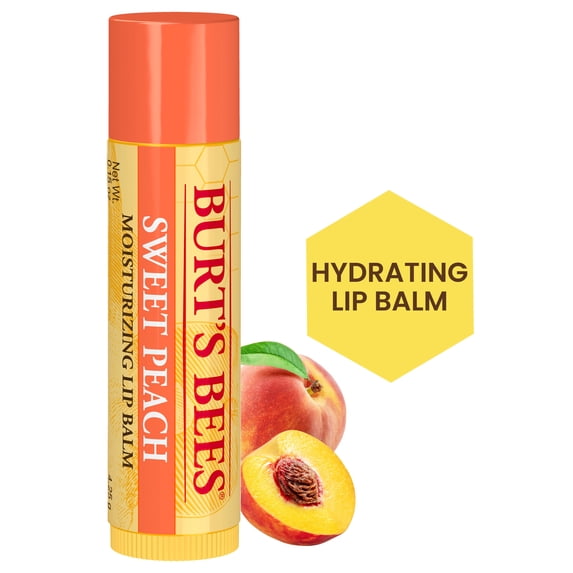 Burt's Bees Sweet Peach Lip Balm, Natural Origin Lip Care, 1 Tube, 0.15 oz.