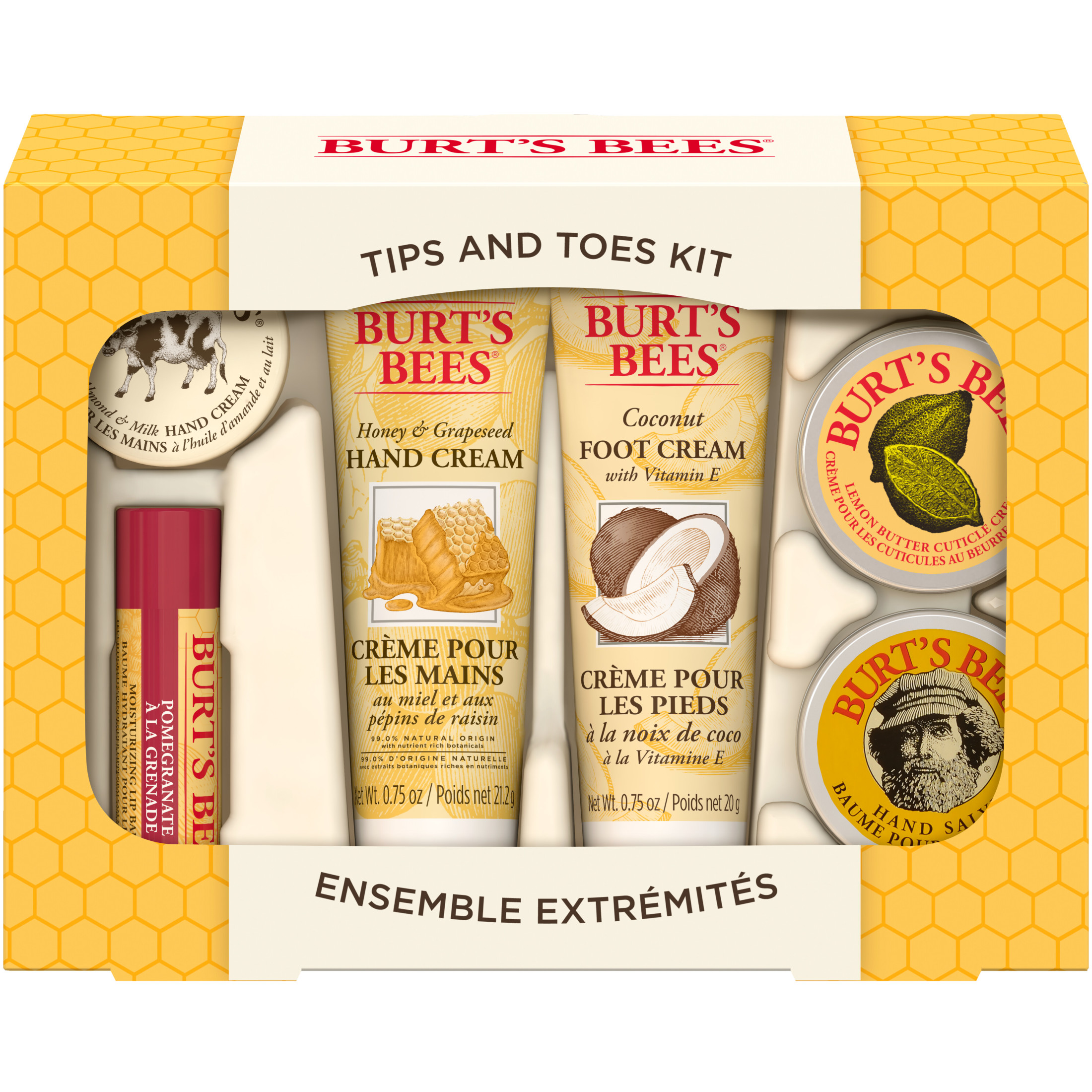 Burt's Bees Tips and Toes Kit Travel Beauty Gift Set, 6 Piece Travel Size Set - image 1 of 9