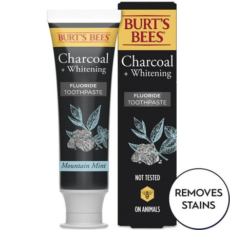 Burt's Bees Toothpaste, Natural Flavor, Charcoal with Fluoride Toothpaste, Mountain Mint, 4.7 oz