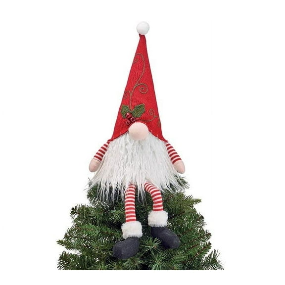 Burton+BURTON Decorative Christmas Gnome Tree Topper, 18-inch Height
