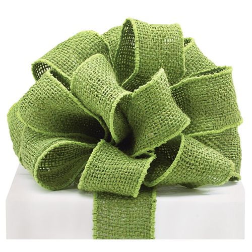 Burton & Burton #16 Green Burlap Wired Ribbon