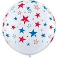 thumbnail image 1 of Burton & Burton 3' Red & Blue Stars On White Balloon, 2 Pack, 1 of 1