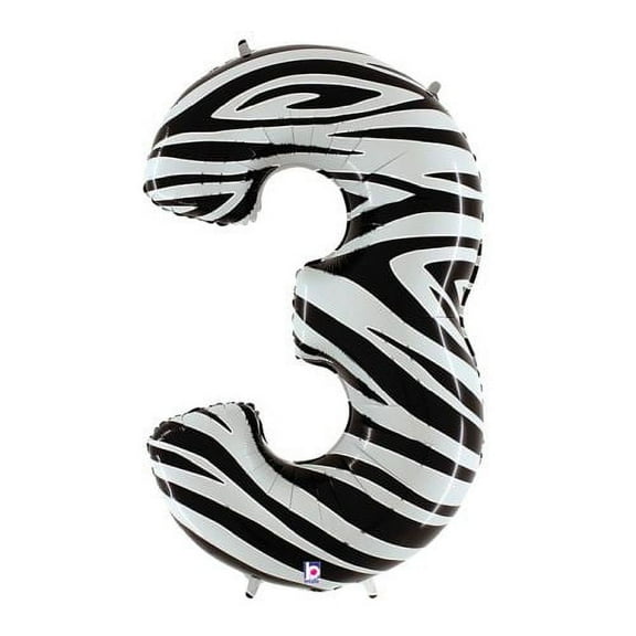 Burton & Burton 40" Number 3 Shape Zebra Balloon