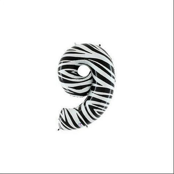 Burton & Burton 40" Number 9 Shape Zebra Balloon