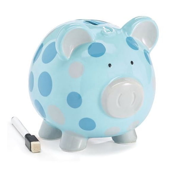 Burton & Burton Bank Pig Blue/Gray Dots.