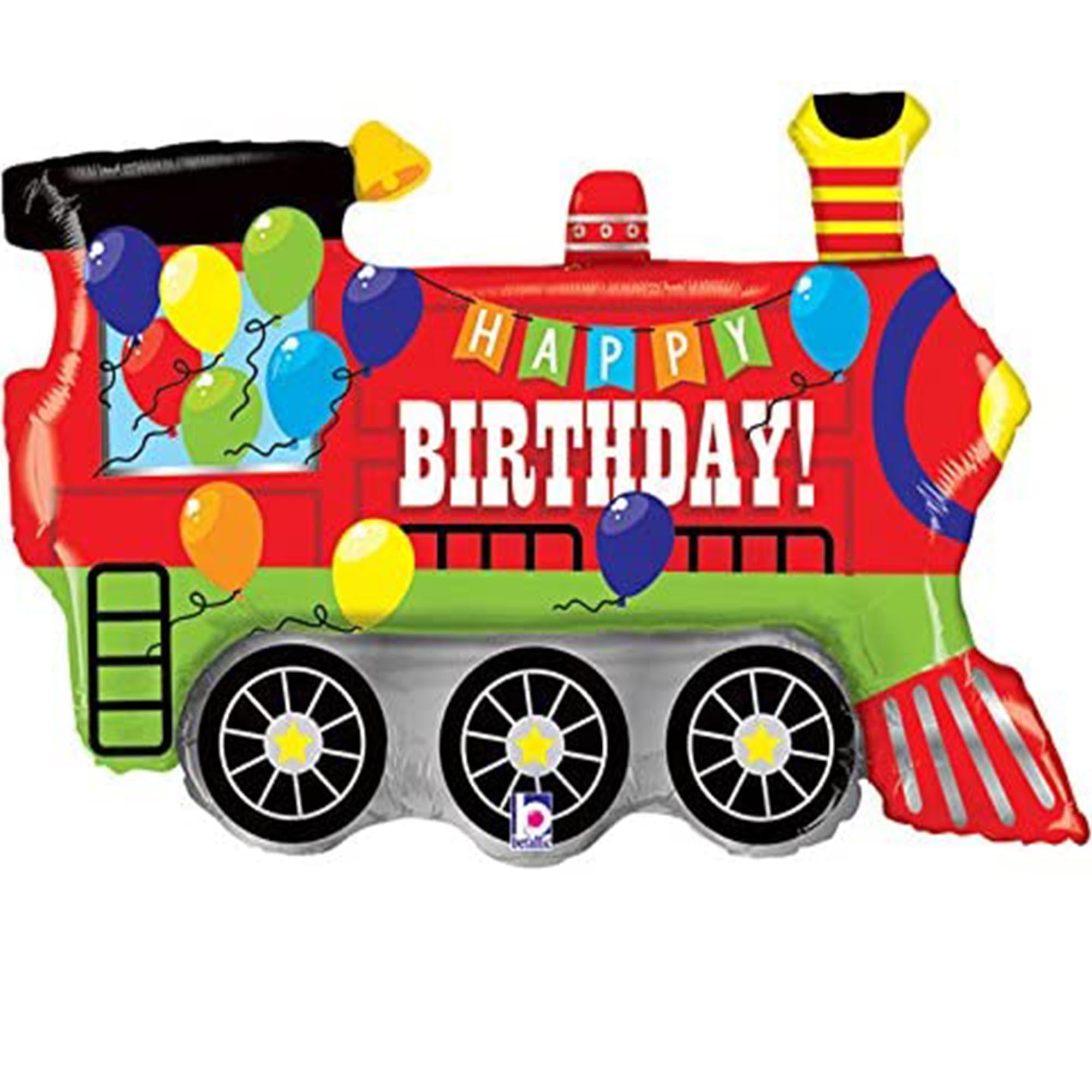 BETALLIC Burton & Burton Birthday Party Train Engine Shape Toy Foil Balloon, Multicolor, 37" (7793936)