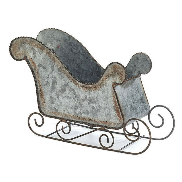 Burton & Burton Christmas Decoration Galvanized Tin SANTA Claus SLEIGH