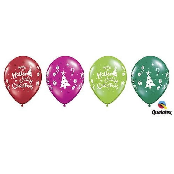 Burton & Burton Holly Jolly Christmas Balloons, Assorted, 11in, 50ct