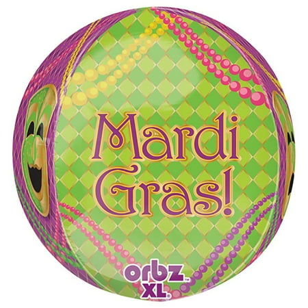 Burton & Burton Mar 16" Orbz Mardi Gras Balloons, 5 Pack