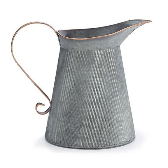 Burton & Burton Planter Tin Pitcher Galvanized
