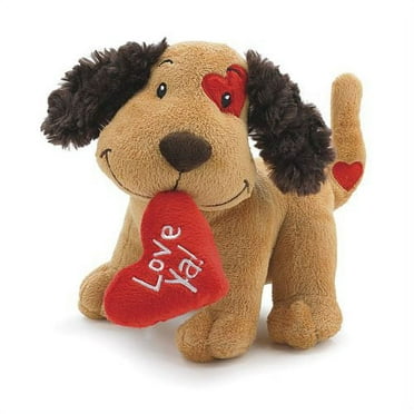 Burton & Burton I Love You Valentine Plush Puppy - White Stuffed Animal Holding Red Heart