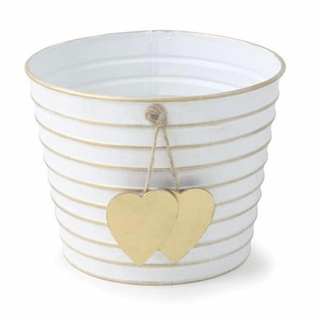 Burton & Burton Pot Cover 6" Tin Gold Heart