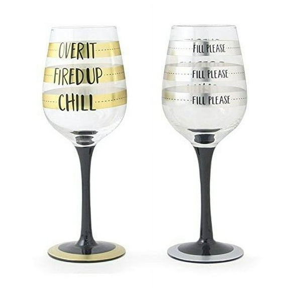 Burton & Burton Wine Glass Gold & Silver Fill, 2 Assorted