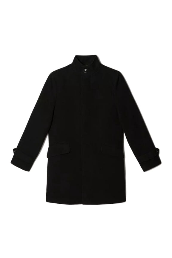 Mens Faux Wool Funnel Neck Coat