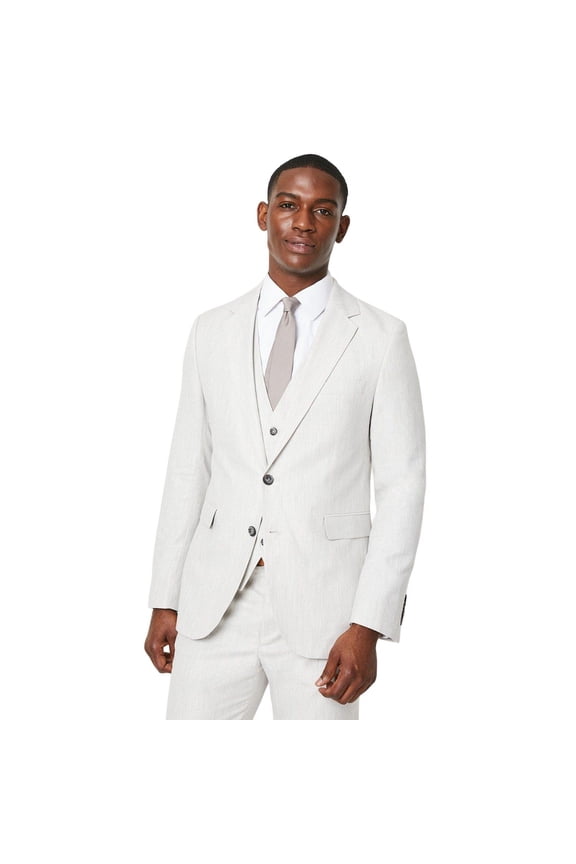 Mens Linen Blend Single-Breasted Slim Suit Jacket