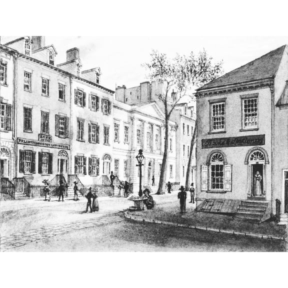 Burton United States Branch Bank Wall Street Drawing Extra Large XL Wall Art Poster Print