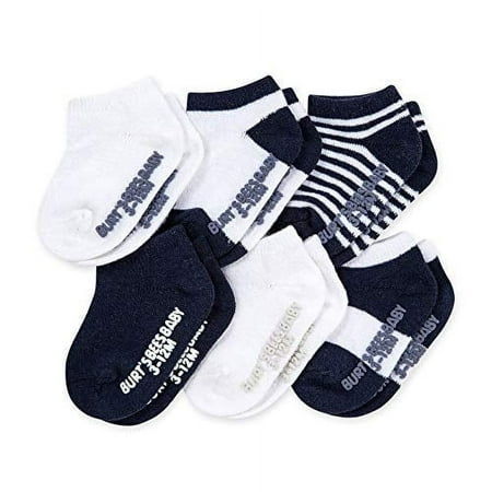 Burt's Bees Baby, Baby Boys, 6-pack Ankle With Non-slip Grips, Made With Organic Cotton Casual Sock, Navy Blue Multi, 12-24 Months US