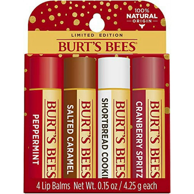 Burts Bees Festive Fix Holiday Gift Set, 100% Natural Origin Moisturizing Lip  Balm, 4 Count (Pack of 1) 