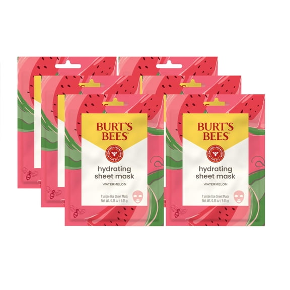 Burts Bees Hydrating Sheet Mask With Watermelon, Pack Of 6 Packaging May Vary