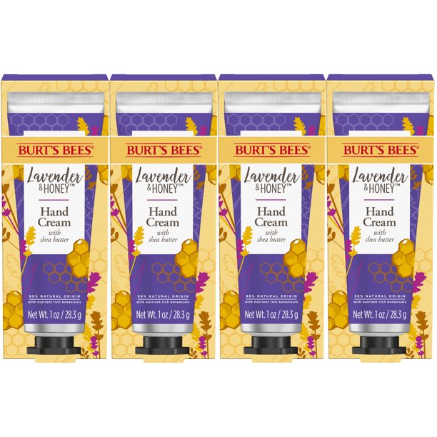 Burts Bees Lavender and Honey Hand Cream with Shea Butter, 1 Ounce, Pack of 4
