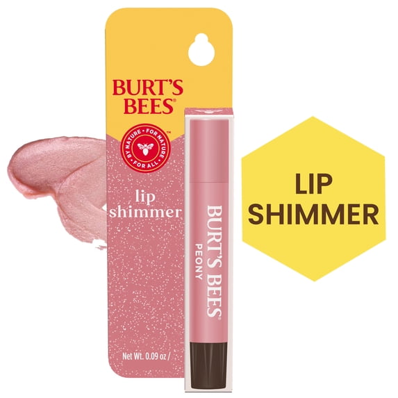 Burts Bees Lip Shimmer Tinted Lip Balm, Peony, 1 Tube, 0.09 oz.