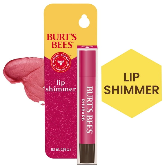 Burts Bees Lip Shimmer Rhubarb, 1 Tube, 0.09 Oz.