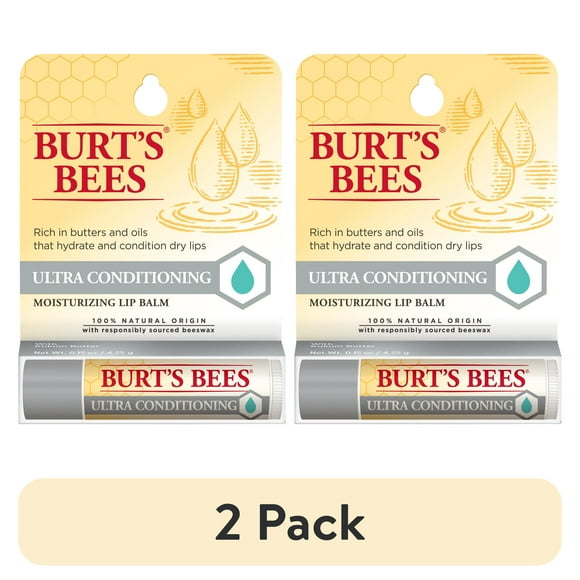 (2 pack) Burt's Bees Ultra Conditioning Moisturizing Lip Balm, 1-Pack, 0.15 oz.