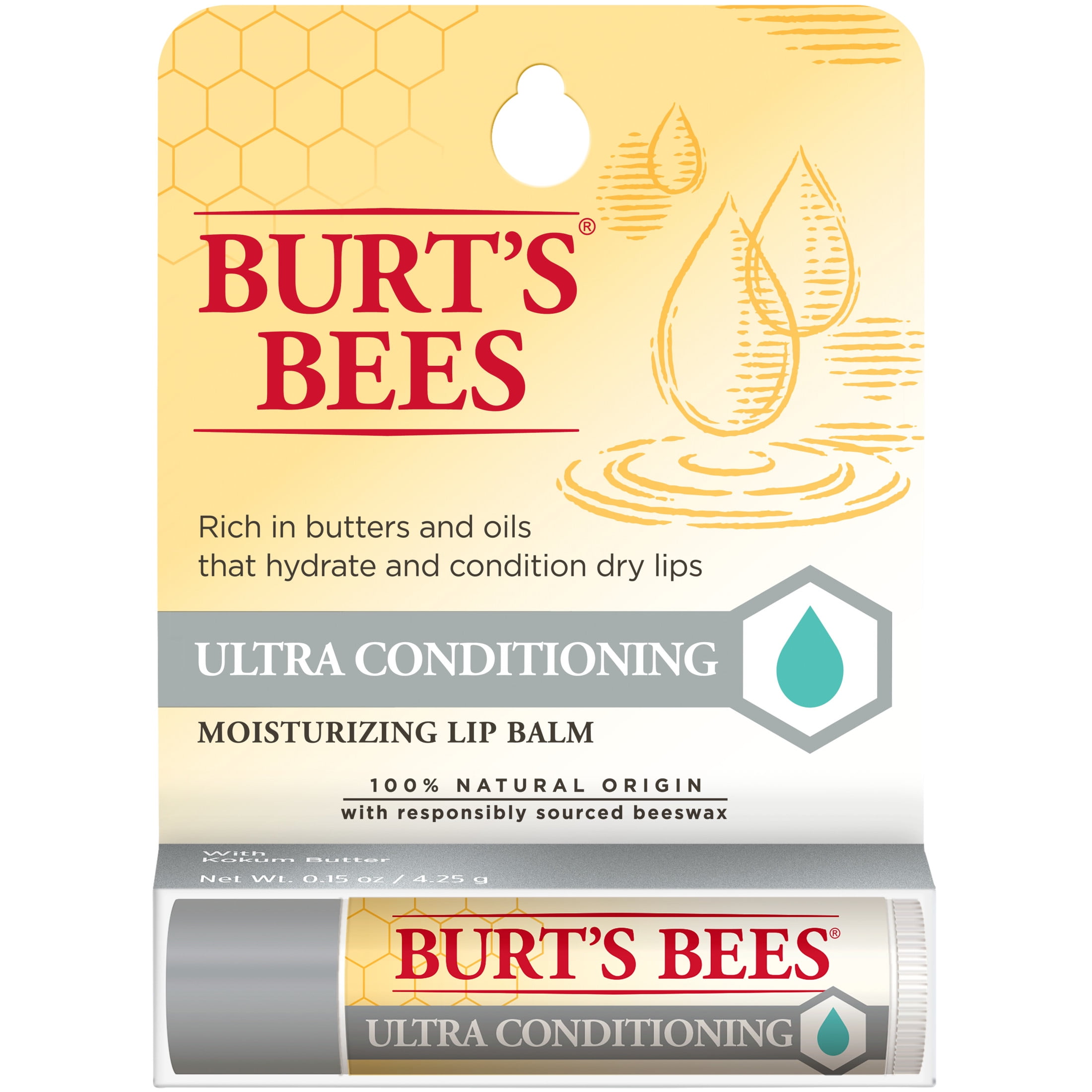 Burts Bees Ultra Conditioning Moisturizing Lip Balm, 1-Pack, 0.15 oz ...