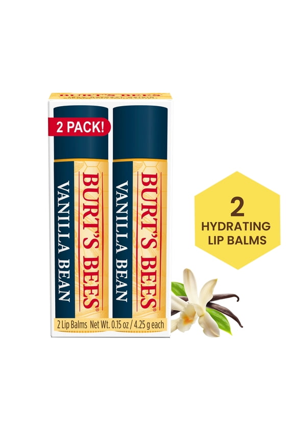 Burts Bees Vanilla Bean Lip Balm, 2-Pack, 0.15 oz.