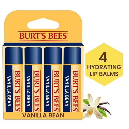 Burt's Bees Natural & Moisturizing Lip Balm, Vanilla Bean, 4 Pack