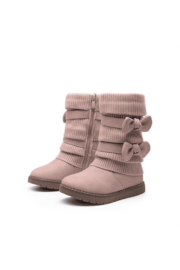 Burudani Girl's Kid's Cute Zipper Flat Heel Mid Calf Boot Shoes KLOVE PINK Size 1